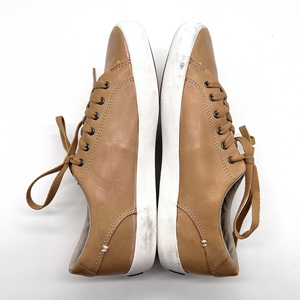 SPERRY Sneaker Mens 7 Tan Leather Low Top Top-sider striper Leather Sneaker NWOB - Picture 6 of 12